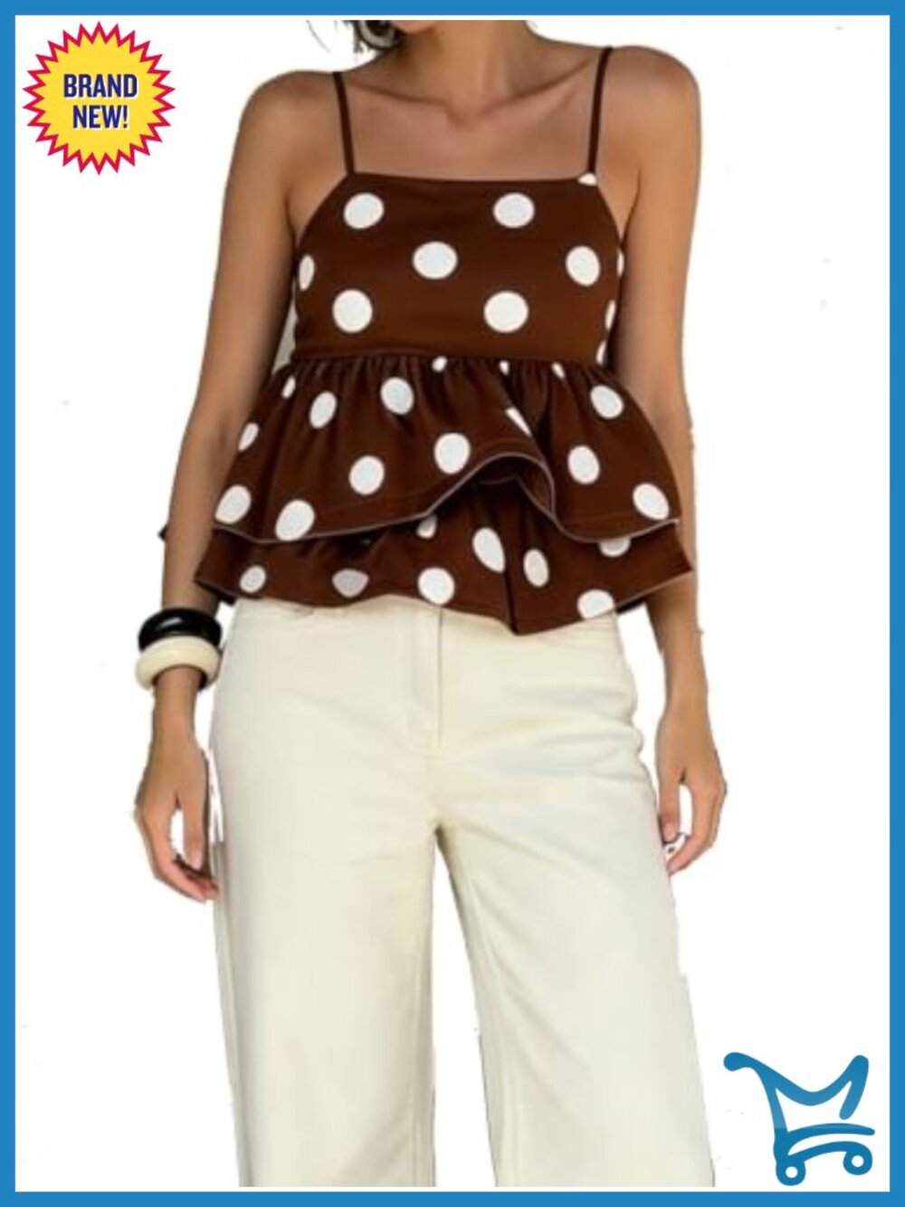 Polka Dots Babydoll Camisole Sleeveless Layered Ruffle Going Out Top